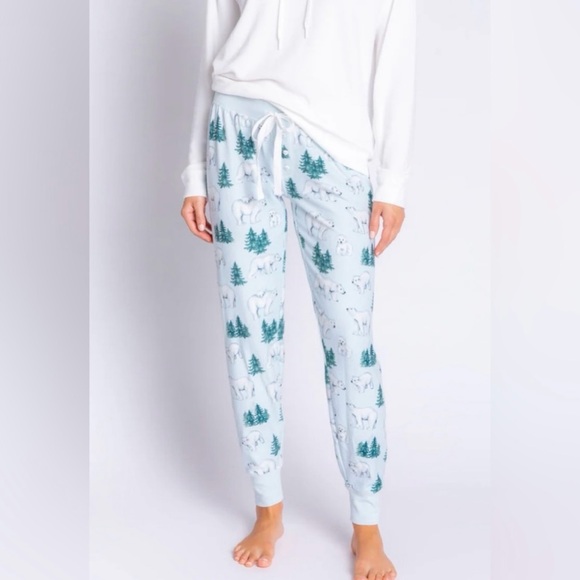 PJ Salvage Other - NWT PJ SALVAGE Small Just Chill Polar Bear Joggers Ice Blue Sleep Lounge NEW